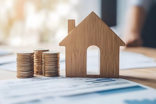 Foto: Münzen und Holzhaus